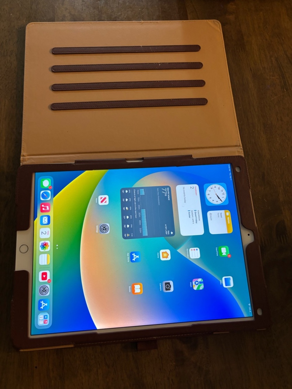 Apple iPad Pro 1st generation with Folio Case in Tan and Dark Brown